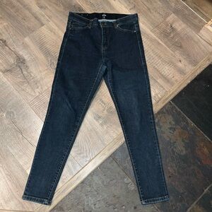 LulaRoe Straight Leg Jeans,  Size 30 Blue Dark Wash Slimming Panel Belly Panel